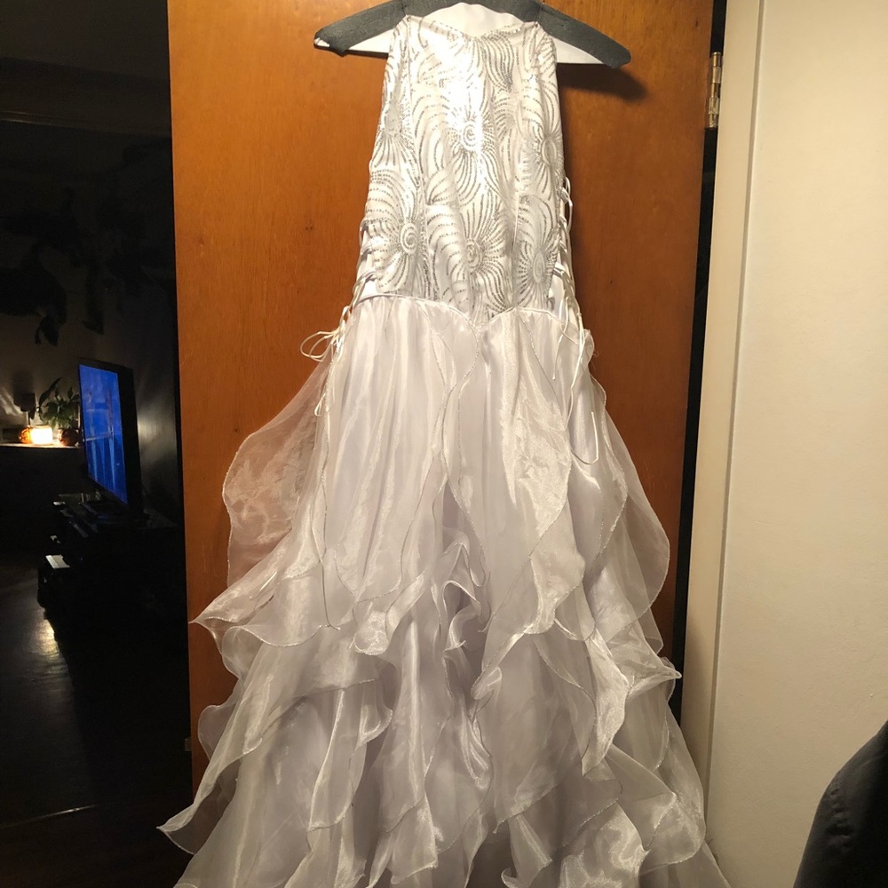 White Strapless Prom Dress